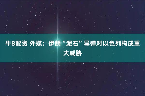 牛8配资 外媒：伊朗“泥石”导弹对以色列构成重大威胁